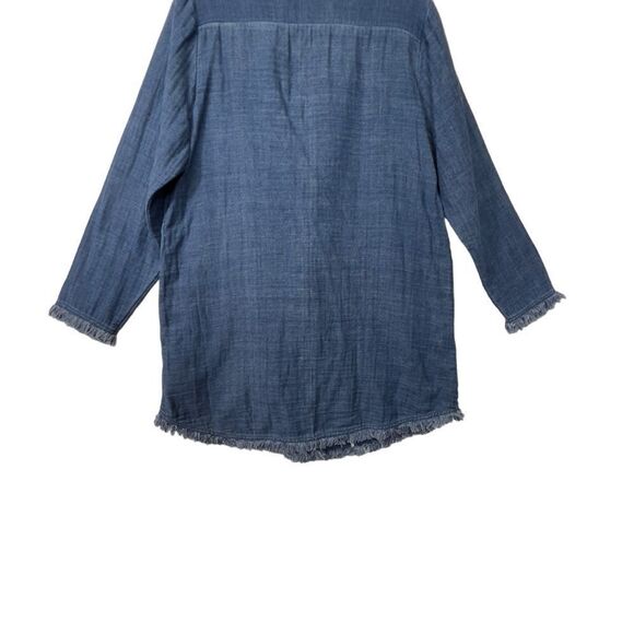 Soft Surroundings Chambray Denim Frayed Edge Longline Jacket xl - Picture 10 of 15